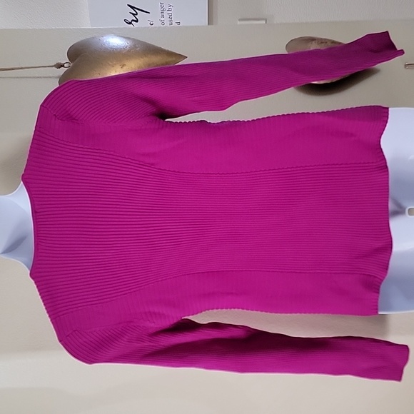 INC Ribbed Knit V Neck Long Sleeve Sweater Top Raspberry Pink size XXL NWOT - Picture 6 of 10